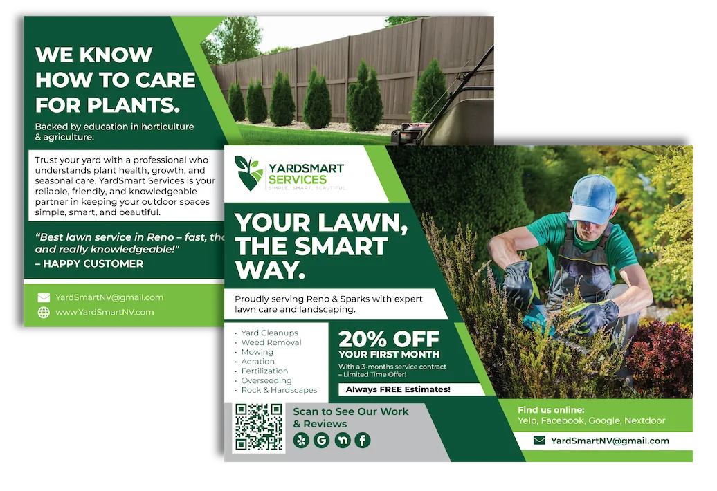 Sample new mover postcard designed by Allegra for YardSmart Services